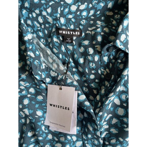 New! NWT Whistles Pastel Leopard Print Blue Turquoise Shirt US 14 MSRP $139 Long - Picture 15 of 16